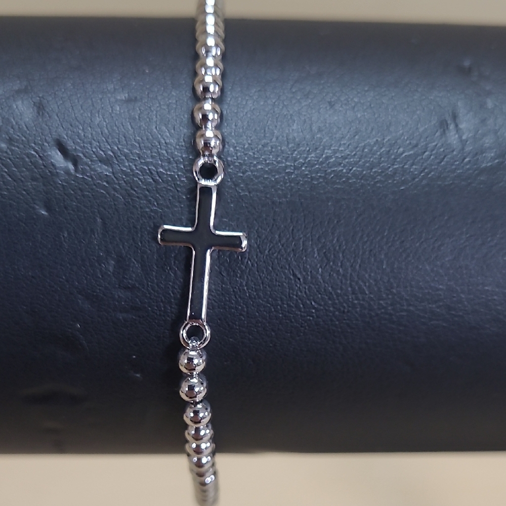 Stainless Steel Cross Link Unisex Bracelet Medium Fits 7-7.5" wrist NWT